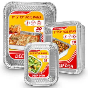 Enter the Aluminum Pans Disposable Set of 40, a comprehensive collection that includes 20 pans (9x13), 10 pans (8x8), and ten one-pound heavy-duty foil pans.