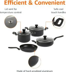 Amazon Kitchen Cookware Basics-10-Pcs Hard Anodized Non-stick