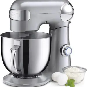 The Cuisinart Stand Mixer SM-50BC in Silver Lining is a powerhouse kitchen appliance that combines style, functionality, and versatility to meet all your baking and cooking needs.