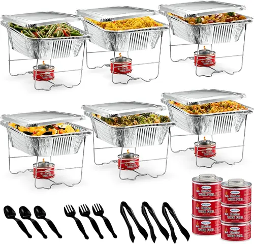 The HeroFiber Disposable Chafing Dish Buffet Set offers a comprehensive, hassle-free solution for all your catering needs.