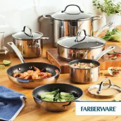 Elevate your culinary experience with the Farberware Millennium Stainless Steel Nonstick Cookware Set.