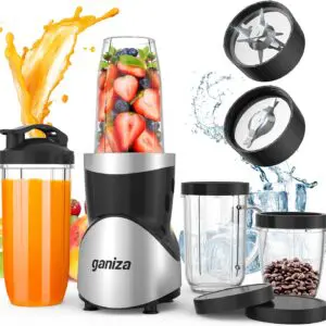 The Ganiza Smoothie Blender, a 15-piece personal blender and grinder combo, is designed to quickly and efficiently meet all your blending needs.