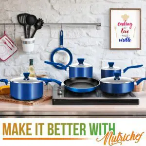 Nutrichef Cookware Blue Kitchenware Set, 13 Pcs - Durable