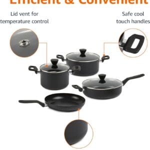 Amazon Kitchen Cookware Basics-10-Pcs Hard Anodized Non-stick