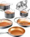 The Gotham Steel Cookware Set doesn't just excel in performance – it also boasts a stunning copper finish that adds a touch of elegance to any kitchen.