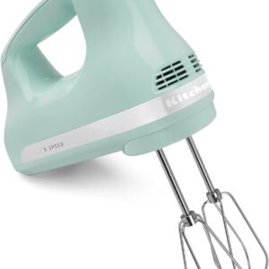 The KitchenAid 5 Ultra Power Speed Hand Mixer, model KHM512 in Ice Blue, is a kitchen essential that combines style, versatility, and power.