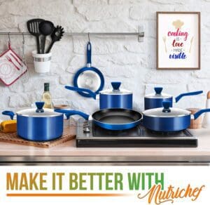 Nutrichef Cookware Blue Kitchenware Set, 13 Pcs - Durable