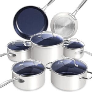 Nuwave Induction Cookware Duralon Blue Ceramic Nonstick 12 Pc