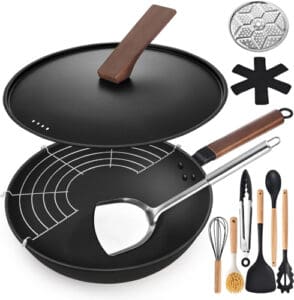 Look no further than the AOSION 13'' Carbon Steel Wok Pan 12 Piece & Stir-Fry Pans Set. This all-in-one set is designed to make cooking easier, healthier, and more efficient.